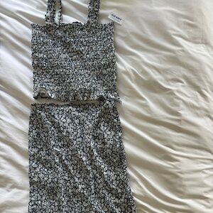 Old Navy Floral Smocked Top + Midi Skirt Set